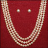 3 Line Round Peach Pearl Necklace - SBJ-1 - Click here to View more details about this Product